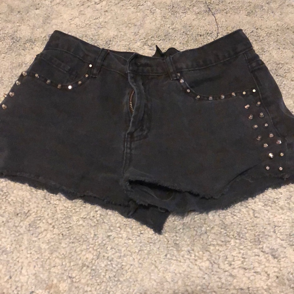 black studded shorts